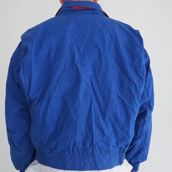 Vintage Club International Blue Red Cotton Lined Zip Up Nautical Jacket Medium - Picture 2 of 11